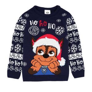 Paw Patrol Childrens/Kids Chase Knitted Christmas Sweater / Navy